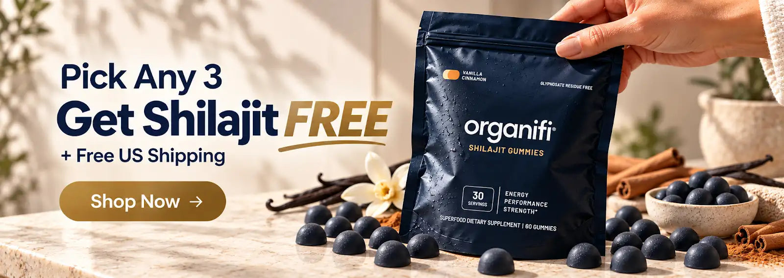 Pick Any 3, Get Shilajit FREE + Free US Shipping